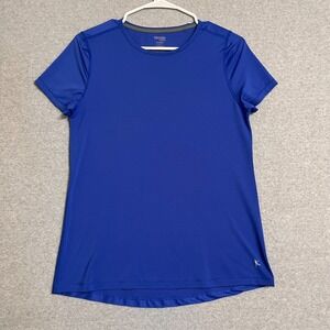 Danskin Now Top Womens Small Blue Pullover Short Sleeve Dri More Semi Fitted